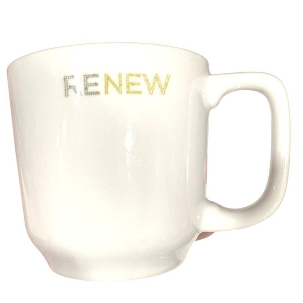 Starbucks 2009 RENEW Mug White Ceramic Toki Japan Coffee Cup Minimalist 12oz‎